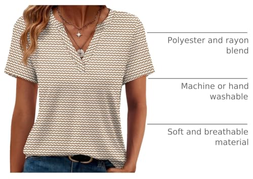 Image of WEESO Womens Tops Summer Short Sleeve V Neck Blouses Business Casual Loose Fit Tshirts Trendy Fashion Outfits