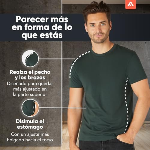FM London Camiseta Paquete de 3/5 para Hombre - Camisetas de Peso Premium con diseño Ligeramente Ajustado, Negro, Burdeos, Verde, Azul Marino, Gris Antracita (Pack de 5), M