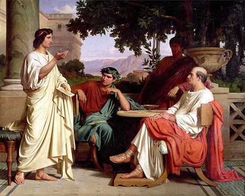 ARToPHIIU Pinturas al óleo Clásicas Impresiones de Lienzo Decorativo Cuadro Horace Virgil y Varius en la casa de Mecenas de Charles Francis Jalabert para la Decoración del Hogar del Dormitorio 60x90cm
