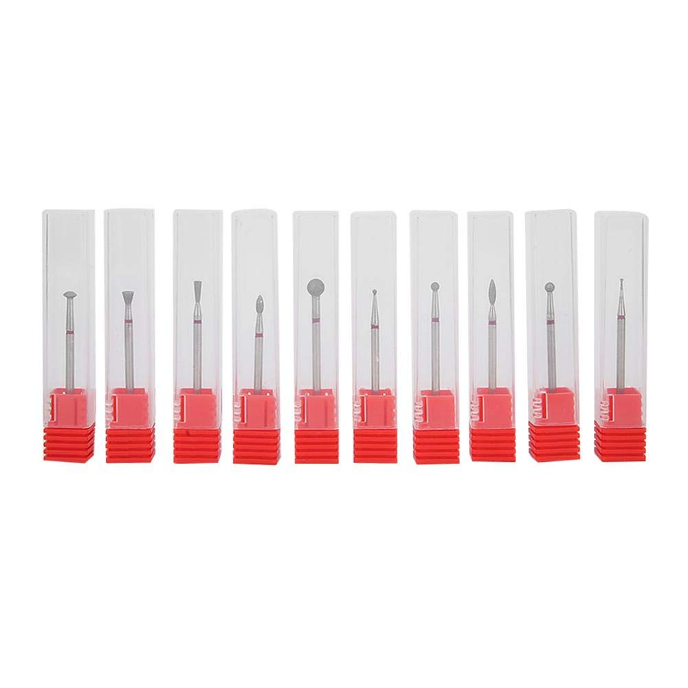 Dioche10Pcs Nail Drill Bits Set, Safety Nail File Bits, Nail Art Tools for Acrylic Gel Nails Cuticle Manicure Pedicure(Type A)