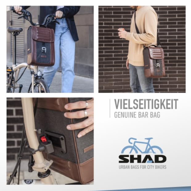 SHAD Bikes - Lenkertasche Fahrrad KLICKfix 8L - Retro Lenkertasche wasserdicht & kompakt - Fahrradlenkertasche für E-Bike -Fahrradtasche Lenker Damen & Herren