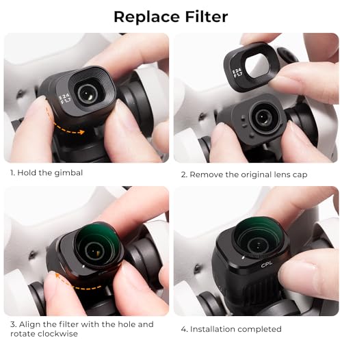 Image of K&F Concept ND UV CPL Filters Kit Compatible with DJI Mini 4 Pro, 4 Pack(CPL+UV+ND8+ND16) Multi-Coated Optical Glass Filter Drone Camera Accessories
