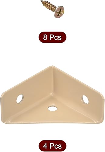 Miniatura 3 de uxcell 4 soportes de esquina angulares de 1.496 in x 1.496 in, soportes de acero laminado en frío con tornillos para borde de escritorio y cama