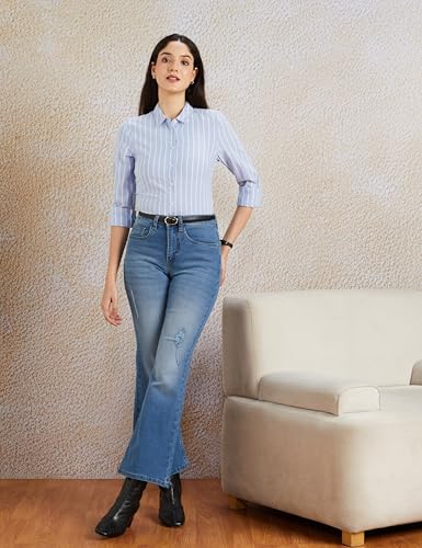 Image of Amazon Brand - Symbol Women Flared Bootcut Jeans (Mid Rise | Full Length) (Available in Plus Sizes)