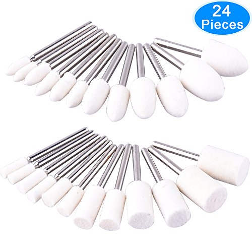 AUSTOR 24 Pieces Wool Felt Mounted Mandrel Set 2 Shaped and 6 Sizes