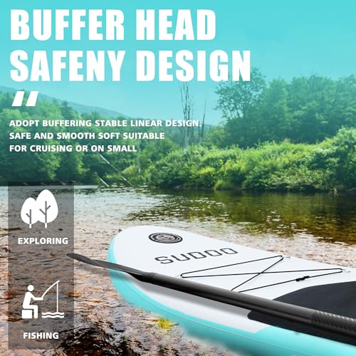 SUDOO Inflatable Stand Up Paddle Board 10‘6‘‘x33‘‘- Ultra-Light SUP with Backpack, Pump, Paddle, Coil Leash, 3 Fins, Repair Kit, Stable Design, Non-Slip EVA Deck for Adults & Youth of All Skill Levels - Image 6