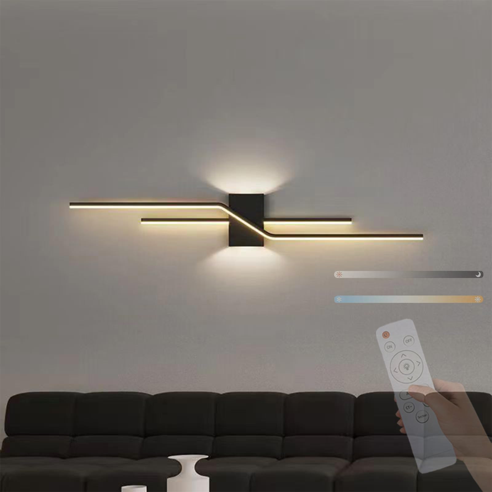 HCZKIUJY LED Wall Lamp - Long Parallel Wall Sconce, 2700K-6500K Adjustable Wall Light for Living Room, Hallway, Stairs, Bedroom, Corridor, Office, Hotel (A-80cm)