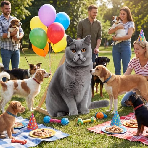 Image of Geelin 3ft British Shorthair Cat Cardboard Cutout Stand up Life Size Pets Animal Cat Theme Party Decorations Backdrop Photo Prop Stand up for Pets Birthday Party Supplies