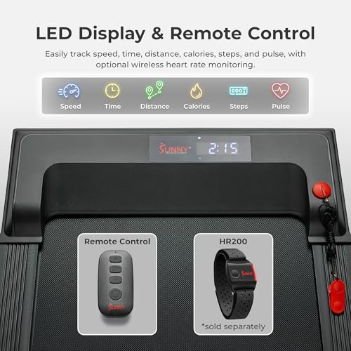 Sunny Health & Fitness Smart WiFi Treadmills – Compact, Foldable, Portable, Under Desk & Incline Options (Manual & Auto), Brushless Motor, & Bluetooth SunnyFit App, LED Display, Shock Absorption - Image 7