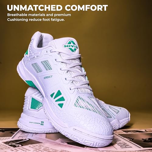 Image of Nivia Verdict 2.0 Badminton Shoe for Men, Breathable Mesh with TPU Fusion Technology Upper, Non-Marking Sole, Ideal for Badminton, Volleyball, Squash, and Table Tennis