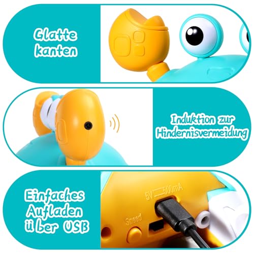 ECHOCUBE Interaktives Krabbelspielzeug, Interaktive Musikkrabbe, die automatisch Hindernissen ausweicht, Elektronische Musikkrabbe für Kinder Junge Mädchen ab 3 Jahren - Grün