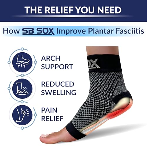 SB SOX - Plantar Fasciitis Compression Socks, Pairs of 2 (Black, Large + Pink, Large)3