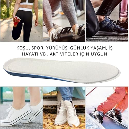 ipekbazaar Memory Foam Ortopedik Ayakkabı Tabanlık, Visco Konfor Rahat Spor Ayakkabı Tabanı, Erkek, Kadın (Gri, 40-41)