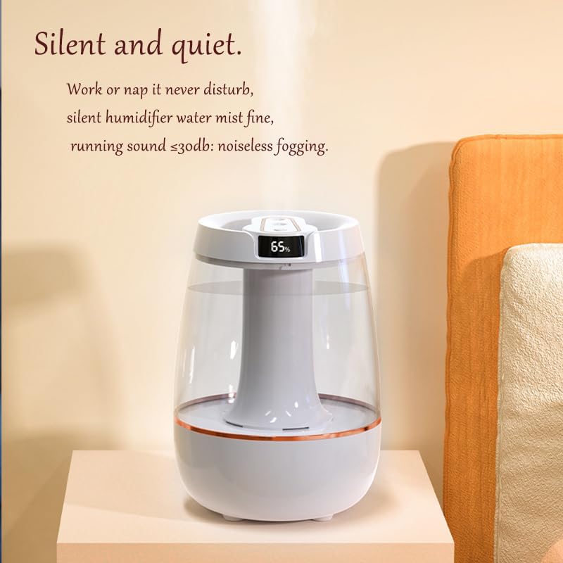 Miniatura 5 de Humidificador para dormitorio, humidificador de niebla fría de 3 litros, humidificación silenciosa de doble boquilla con una luz nocturna relajante.