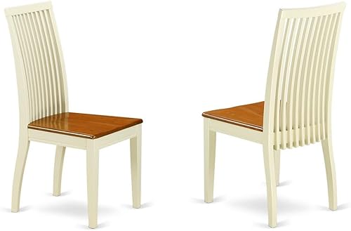 East West Furniture IPC-BMK-W Ipswich - Sillas de comedor con respaldo de listones, juego de 2, suero de leche y cereza suero de leche &