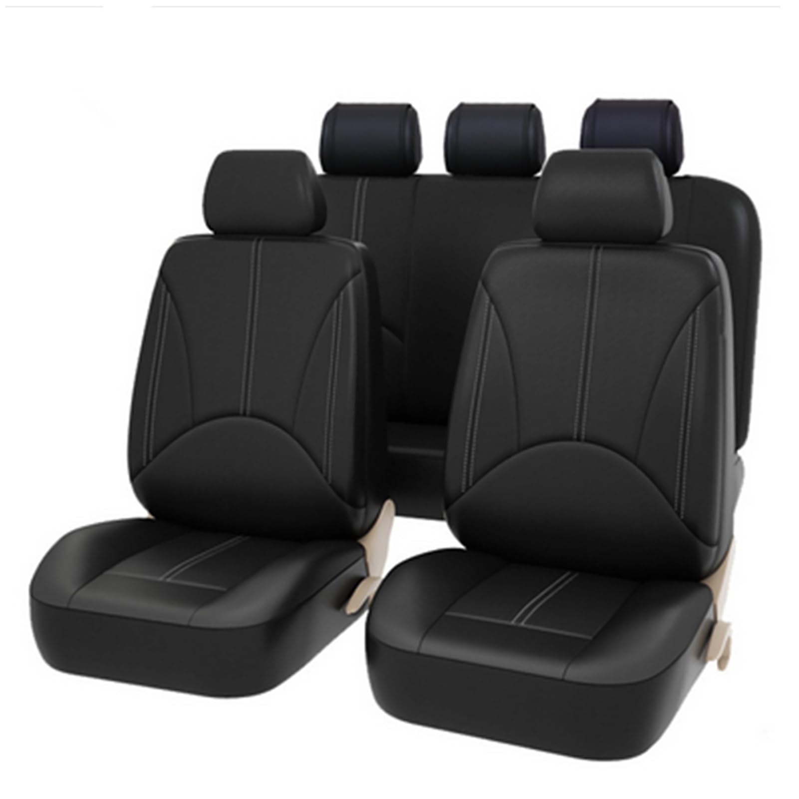 Fundas De Asientos De Coche para Ford Fiesta Ⅶ 3-door/5-door Hatchback 2008 2009 2010-2019, Fabricadas En Piel PU, Impermeables, Antideslizantes Y Transpirables,Black