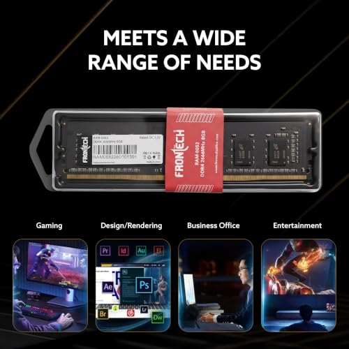 Image of Frontech 8GB DDR4 2666MHz Desktop RAM, High-Speed UDIMM Computer Memory Module for PC, 1.2V Plug & Play, 3 Years Warranty (RAM-0052)