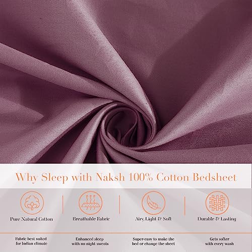 Image of Naksh Bedsheet for Double Bed King Size Plain 300 TC with 2 Pillow Covers | 300 Thread Count | Soft, Breathable Fabric Built for Daily Use | Bed Sheet Double Bed | Plum |