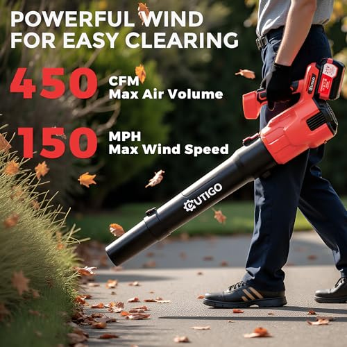 Leaf Blower, Cordless Leaf Blower with 2 x 4.5Ah Batteries and Fast Charger, 2 Speed Mode, Lightweight Leaf Blowers for Blowing Leaves, Patio Cleaning, Lawn Care and Dust - Image 4