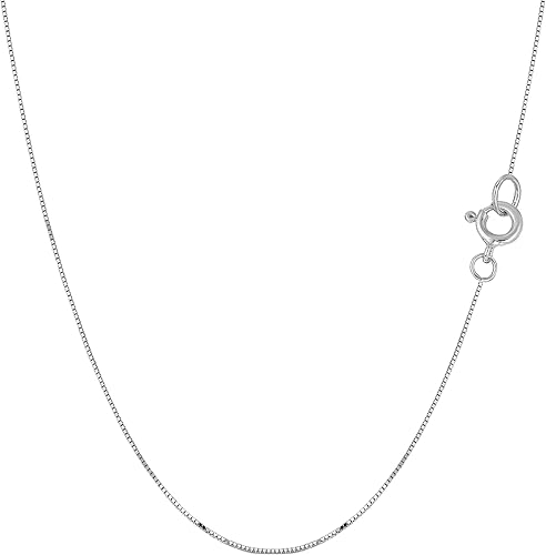 Jewelry Affairs Collar de cadena estilo caja de oro macizo real de 14 quilates, 0.018 in