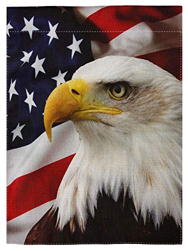 Pingpi AFFLADY-AGF-0250 Eagle On American Flag Double Sided Burlap Garden Flag 12.5 Inchx18 Inch cover