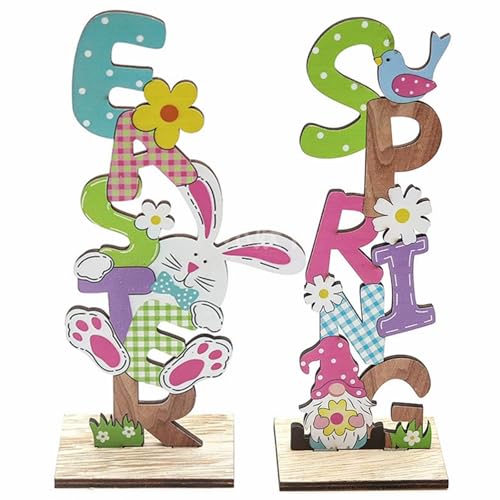 Easter-Tabletop-Decoration-SignsEaster-Bunny-Wooden-Tabletop-Centerpiece-Signs-Farmhouse-Vintage-Rustic-Signs-Home-Spring-Indoor-Outdoor-Garden-Party-Tiered-Tray-Gnomes-Decorations-2PCS Easter Tabletop Decoration SignsEaster Bunny Wooden Tabletop Centerpiece Signs Farmhouse Vintage Rustic Signs Home Spring Indoor Outdoor Garden Party Tiered Tray Gnomes Decorations 2PCS