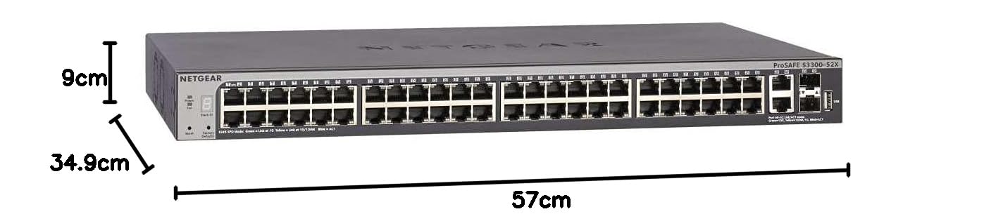 Netgear (GS752TXS Smart Switch manageable Professionnel empilable 52 Ports Gigabit (10/100/1000) - Switch RJ45 avec 4 Ports SFP+ 10 Gigabit, Bureau/en Rack et Protection à Vie ProSAFE