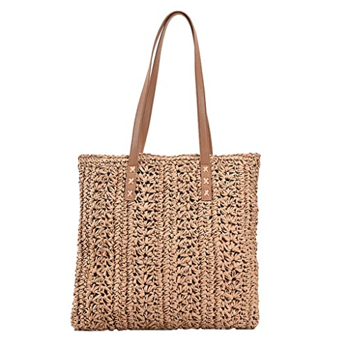 Hollow Beach Bag Handmade Woven Shoulder Bag Shopping Travel Bag Bohemian Vacation Casual Tote