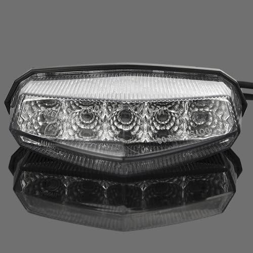 Astra Depot Lente transparente de corte de diamante, 10 luces LED rojas para frenar y correr, compatible con Suzuki Honda, Yamaha, Kawasaki, Street