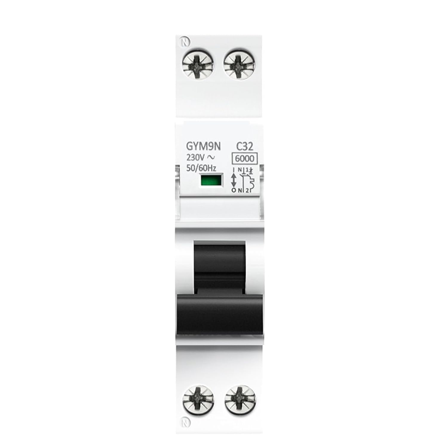 Disyuntor mini mcb GYM9N DPN 1P+N de 20A con curva C para instalaciones de 220V AC