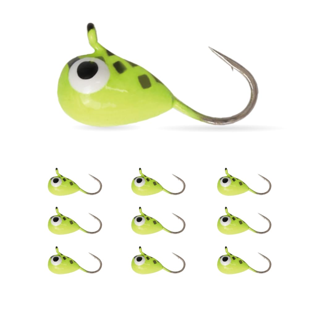10pc 0.20g-4.40g Multicolor Glow Tungsteno Ice Fishing Jig Head, 2.7mm-7mm, Hayabusa Hook Winter Ice Fishing Bait5.0MM