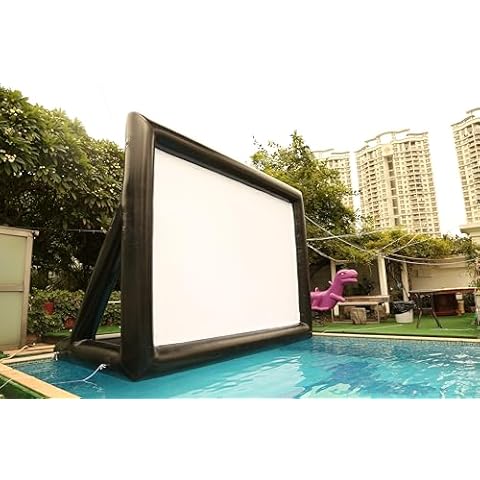 17ft Airtight Movie Screen，Outdoor PVC Projector Movie Screen， No Need to Keep Inflating，Supports Front and Rear Projection Cover