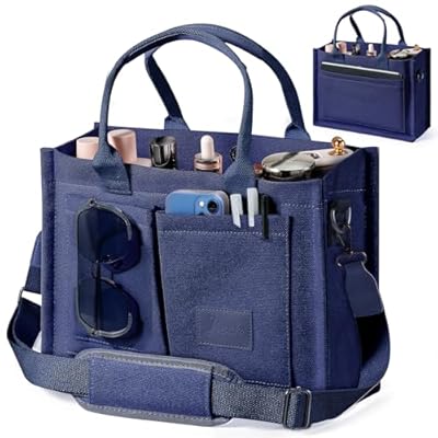 JIECH Canvas Tote Bags with Pockets - Women&#39...