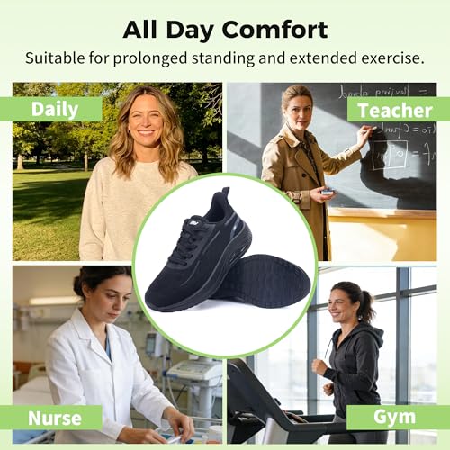 Image of RomenSi Women Arch Support Walking Shoes Plantar Fasciitis Sneakers Orthotic Tennis Shoes for Gym Workout All Day US 6-11