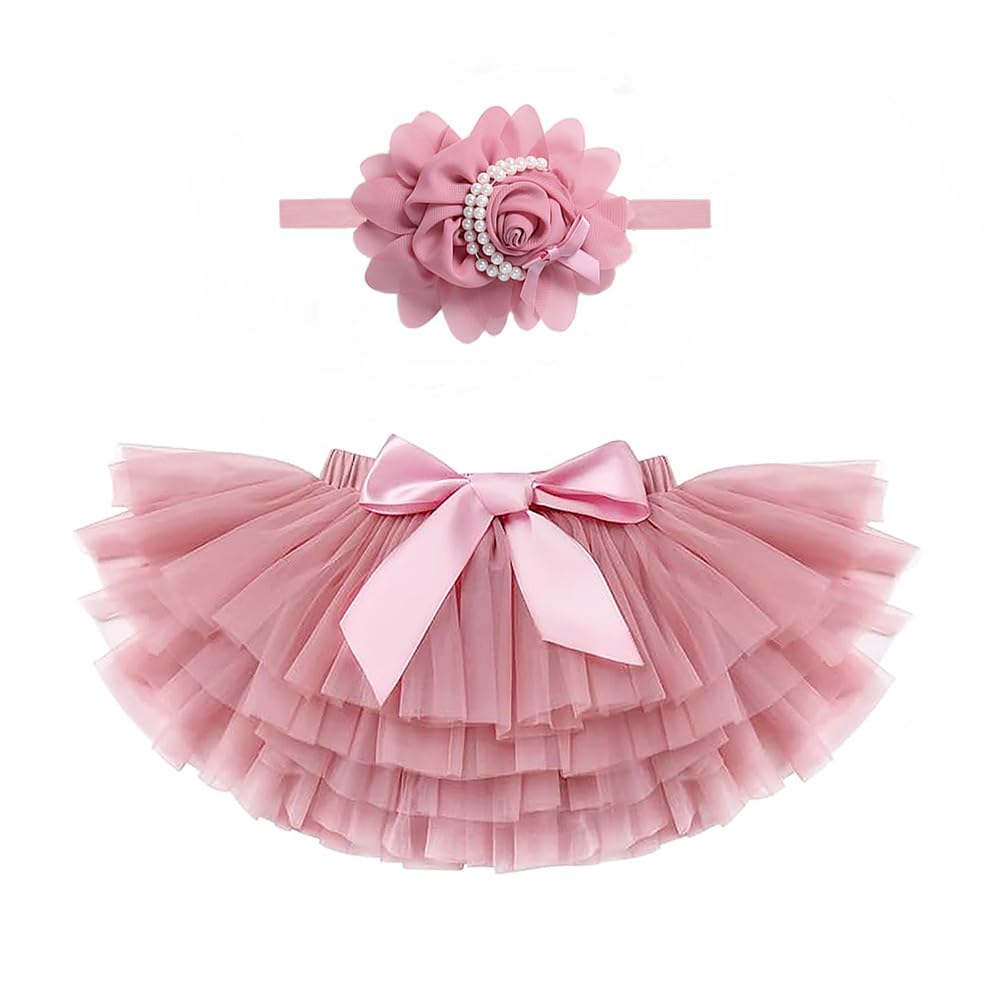 Baby Girls Tutu Skirt Newborn Tutu Skirt with Diaper Cover Infant Girls Tulle Bloomers Baby Tutu Dress Baby Fluffy Tutu Skirt