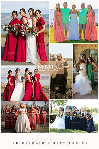 Image of Multi-Way Wrap Infinity Maxi Dress for Bridesmaids & Wedding Guest | 31 Colors for All Wedding Themes, One Size & Plus, 1 Dress for Any Events, Evening, Prom, Gala, Non-See-Through, Wrinkle-Free