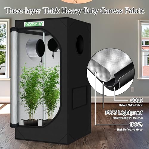 Image of 2x2 Grow Tent 24 inchx24 inchx48 inch 600D Mylar Hydroponic Indoor Plant Grow Tent