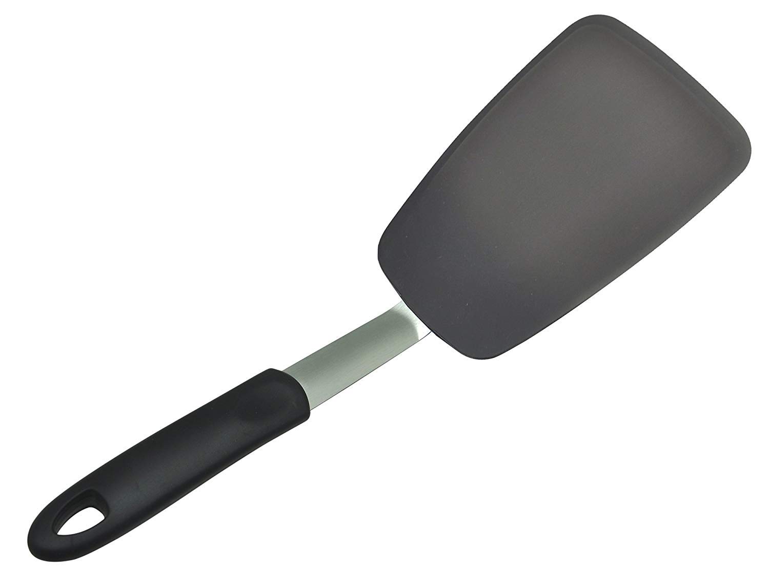 Ramkuwar with device of R Ramkuwar Silicone Slotted Turner Spatula Heat Resistant Non-Stick Soft Grip, Stainless Steel.(TURNER-1B-Black)