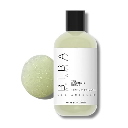 BIBA DE SOUSA The Mandelic Scrub - Exfoliación suave AHA - Limpiador facial diario vigorizante para todo tipo de piel (8 onzas)