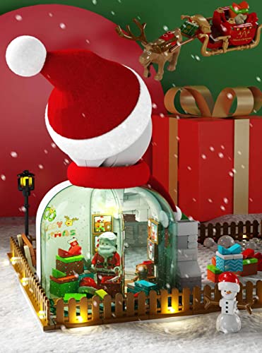 Weihnachtsserie Schneemannhaus Bausteine Modell,Kreative Weihnachtsdeko Drehbare Spielzeug,573 Teile Klemmbausteine DIY… – Bild 6