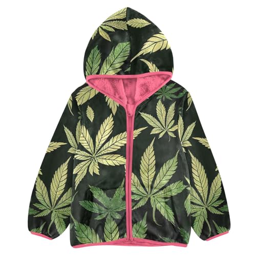 GuoChe Green Leaves Black Vintage Baby Boy Fleece Jacket