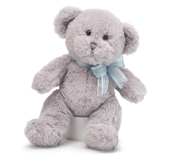 グレーのリボン付きぬいぐるみ