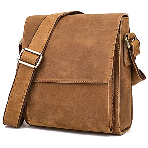 Image of Augus Mens Leather Crossbody Messenger Bag for Work Travel Daily Casual