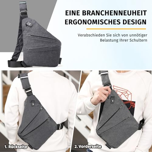 Gipfelfreund Anti Diebstahl Tasche, Diebstahlsichere Tasche, Crossbody Bag, Umhängetasche Damen, Damen-Schultertaschen, Brusttasche Herren, Sicherheitstasche Reise für Herren