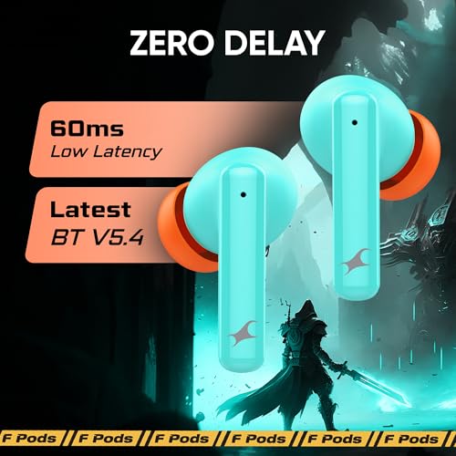 Image of Fastrack Fpods FQ100|BT5.4 TWS Earbuds, 50Hrs Playtime, Quad mic ENC for Crystal Clear Calls, Low Latency Gaming Mode Upto 40ms,NitroFast Charge - 200 Min in 10 Min,13mm Extra Deep Bass Drivers,IPX4