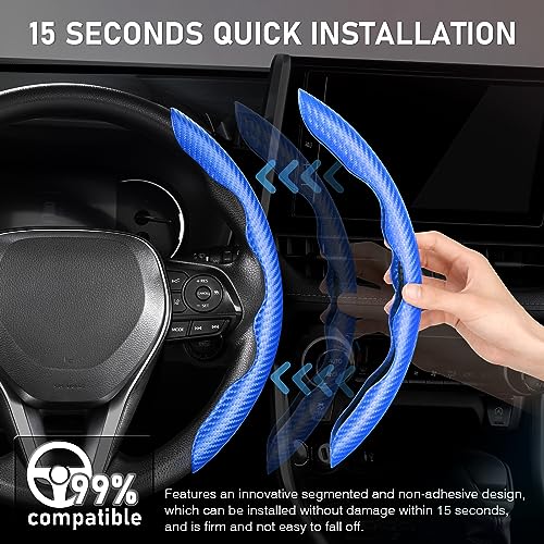 Image of Cartist Steering Wheel Cover, Carbon Fiber Steering Wheel Cover, Car Steering Wheel Cover for Men /Women, Anti-Slip, Comfortable Grip, Durable, Universal for 99% Car Interior Accessories (Blue)