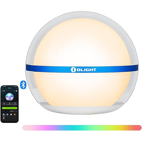 OLIGHT Sphere Smart Night Light, 75 lumens Stepless Dimming Table Lamp with Remotely APP Control, Magnetic Rechargeable RGB Ambient Lighting for Sleeping, Reading, and Relaxation