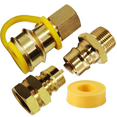 / Female and Male Solid Brass Dual Fuel Generator Natural Propane Hose Quick Connect Disconnect Fittings Convert for Pipe Natural Gas Supply for Generators 4PCS Kit