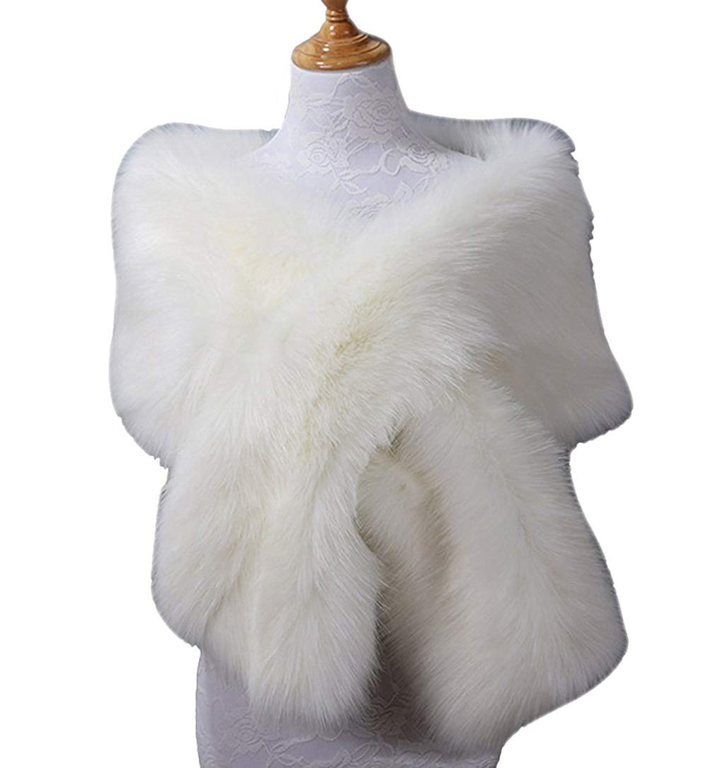 EliffeteWomen 2018 Faux fur Bridal Cape Wedding Scarves Shawl Stole for Winter