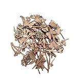 Happyyami 30pcs Wooden Flowers for Crafts Unfinished Wood Cutouts Wood Shapes Slices for DIY Wedding